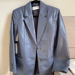 NWT Aritzia/Babaton Smith Leather Blazer — New with tags, Small, Granite blue